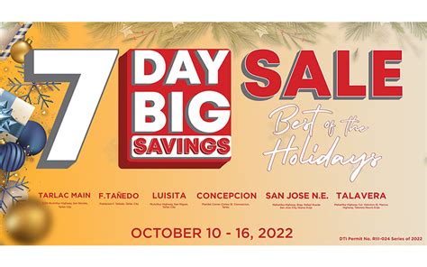 7 DAY BIG SAVINGS SALE .
